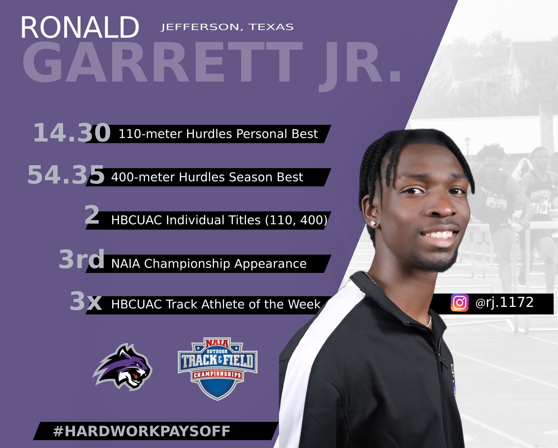 Ronald Garrett Jr. made his second appearance at the NAIA National Championship.